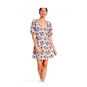 Rixo X Target Linen Blend Floral Puffed Sleeve Multicolor Mini Dress Sz 16 NWT